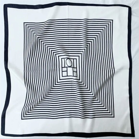 ✨Silky Black and White Art Scarf Geometric Square Design Luxury Accessory hijab✨ - Picture 6 of 7